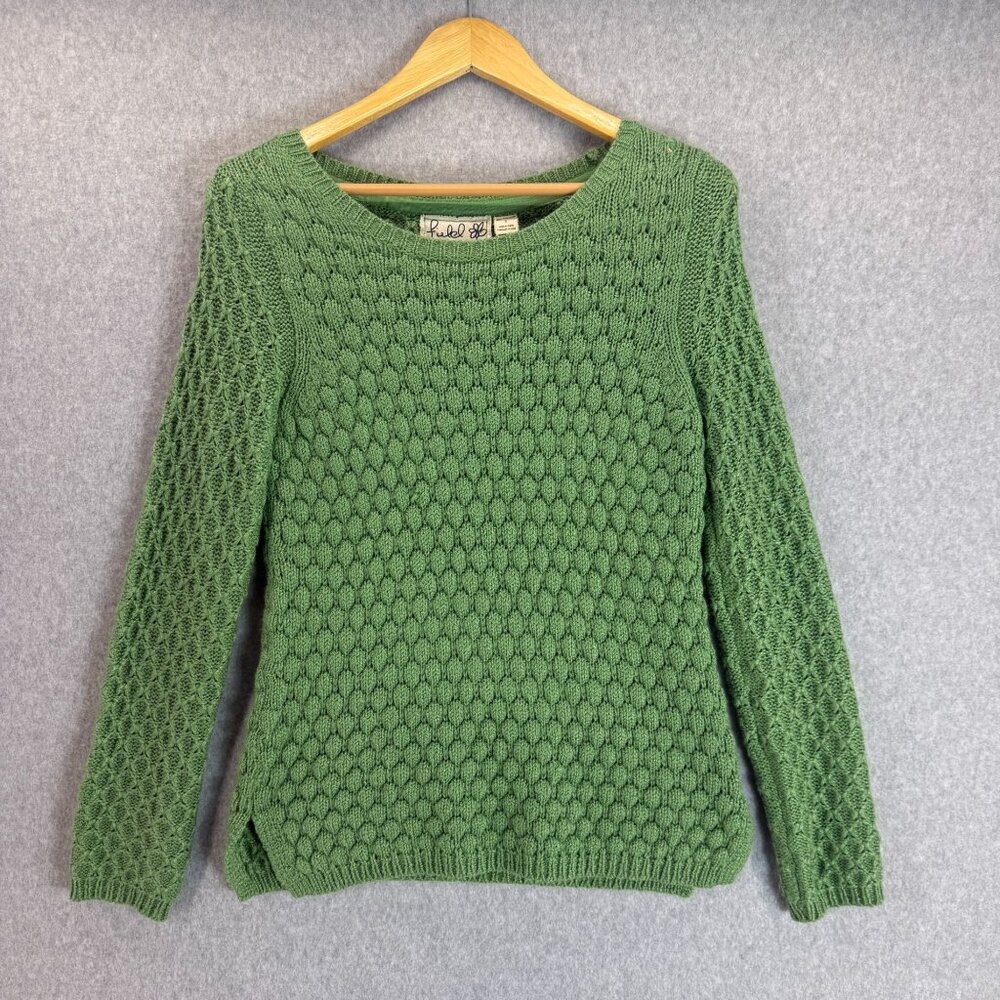 Field Flower Anthro Green Knit Long Sleeve Sweater Size Small Wool Mohair Blend
